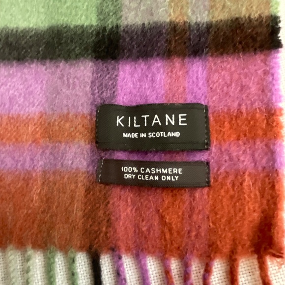 Kiltane 100% Cashmere Plaid Fringed Scarf 9.5”x66” NWOT Made in Scotland - Picture 7 of 10